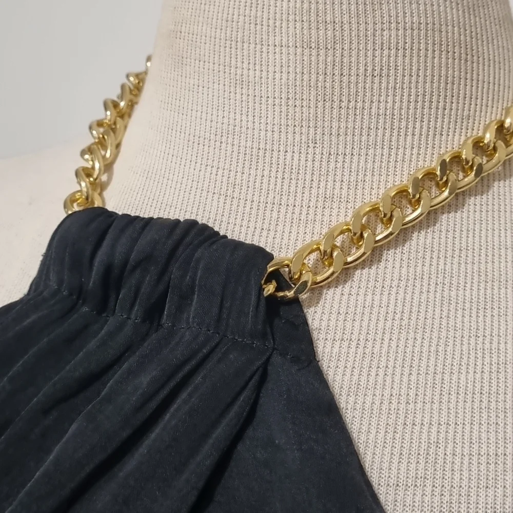 Glassons, black crop with gold chain halter size 10 - Picture 2 of 8